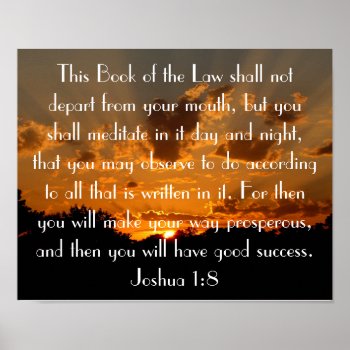 Sunset Bible Verse Joshua 1:8 Poster by LPFedorchak at Zazzle