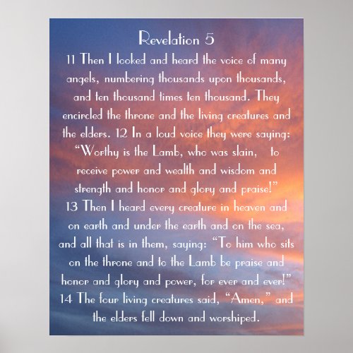 sunset bible verse Revelations 511_14 Poster