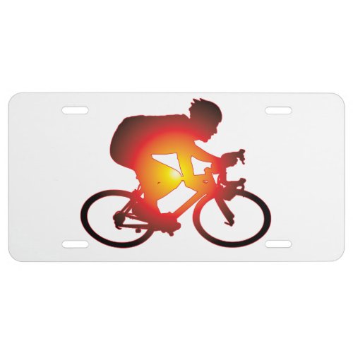 Sunset Bicycle Rider License Plate