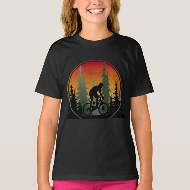Sunset Biking Nature Scenery T-Shirt (Front)