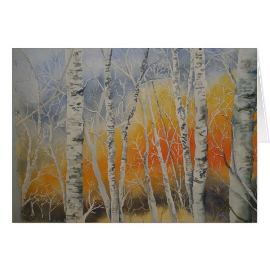Sunset Birch Trees Cards (Front Horizontal)