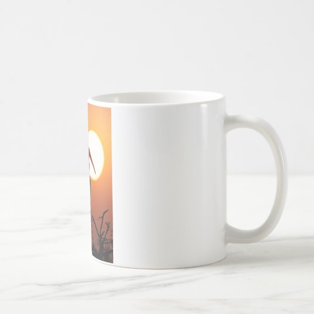 Sunset Bird on Branch – Nature Wall Art Coffee Mug (Right)