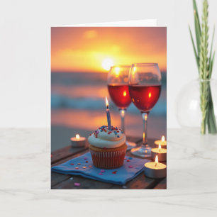 Sunset Birthday Cupcake Card