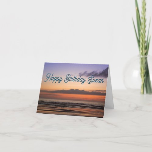 Sunset birthday thank you card