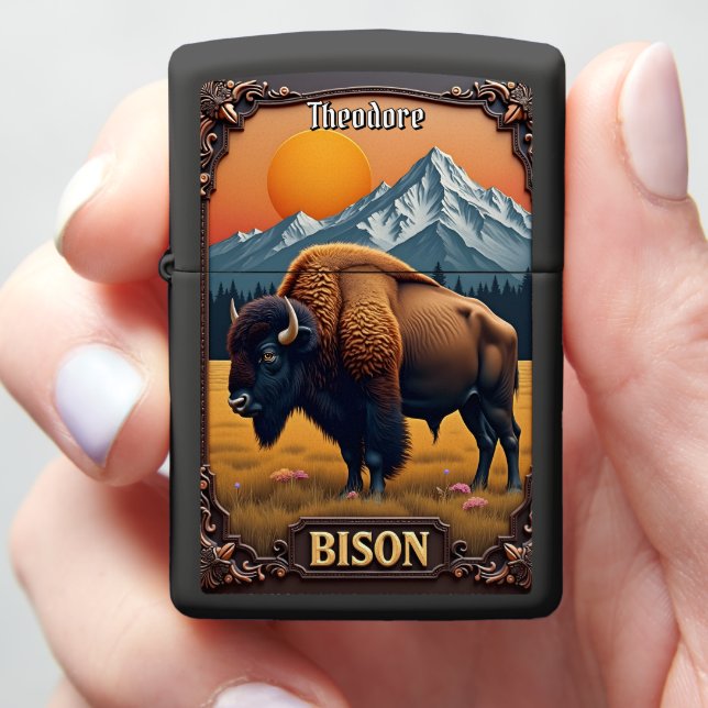  Sunset Bison Zippo Lighter (In Hand)