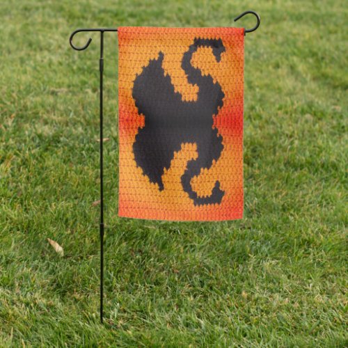 Sunset Black Swan Reflection Artisan Crochet Print Garden Flag