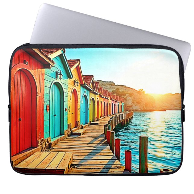 Sunset Bliss: Seaside Hues Laptop Sleeve (Front)
