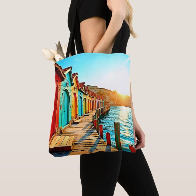 Sunset Bliss: Seaside Hues Tote Bag (Close Up)