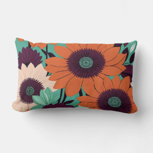 Sunset Bloom - Bold Vector Art / Retro Pop Floral Lumbar Pillow
