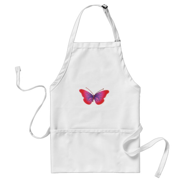 "Sunset Bloom" Red and Purple Butterfly Art Print Adult Apron (Front)