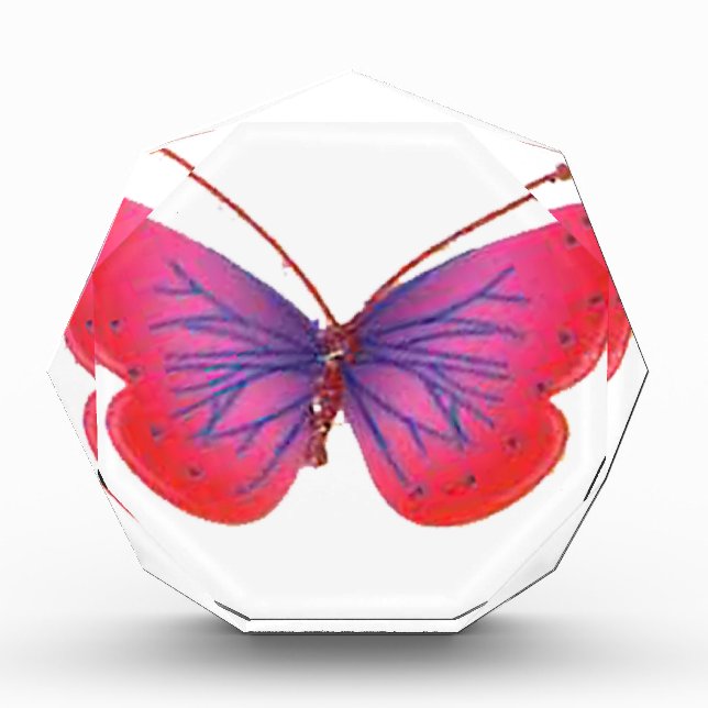 "Sunset Bloom" Red and Purple Butterfly Art Print Award (Front)