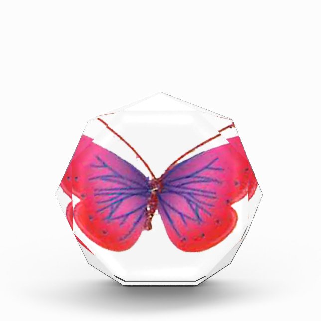 "Sunset Bloom" Red and Purple Butterfly Art Print Award (Front)