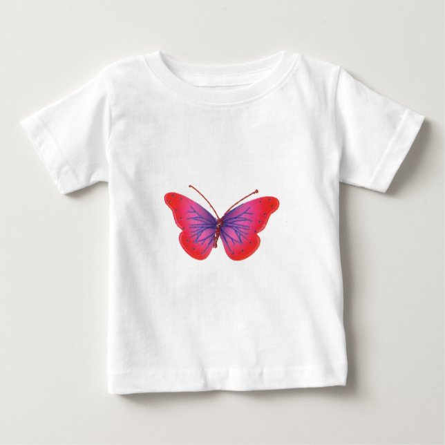 "Sunset Bloom" Red and Purple Butterfly Art Print Baby T-Shirt (Front)