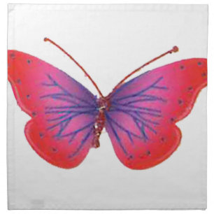 "Sunset Bloom" Red and Purple Butterfly Art Print Cloth Napkin