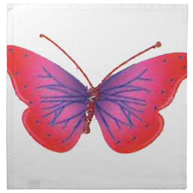 "Sunset Bloom" Red and Purple Butterfly Art Print Cloth Napkin (Front)