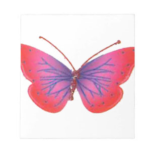 "Sunset Bloom" Red and Purple Butterfly Art Print Notepad