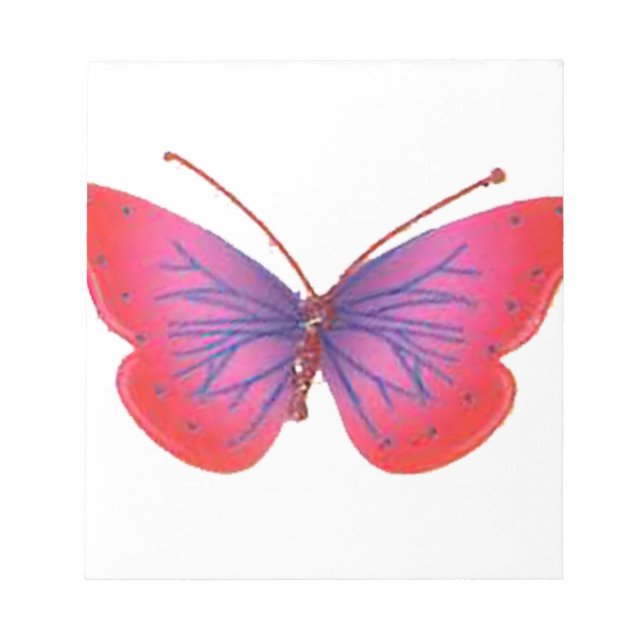"Sunset Bloom" Red and Purple Butterfly Art Print Notepad (Front)