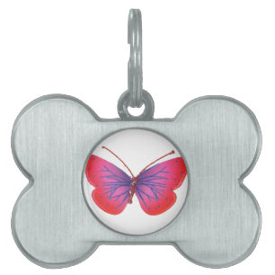 "Sunset Bloom" Red and Purple Butterfly Art Print Pet ID Tag