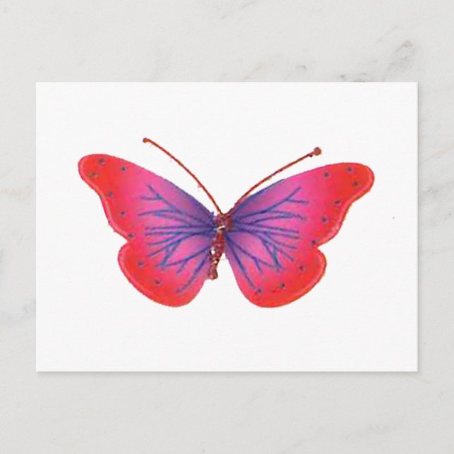 "Sunset Bloom" Red and Purple Butterfly Art Print Postcard (Front)