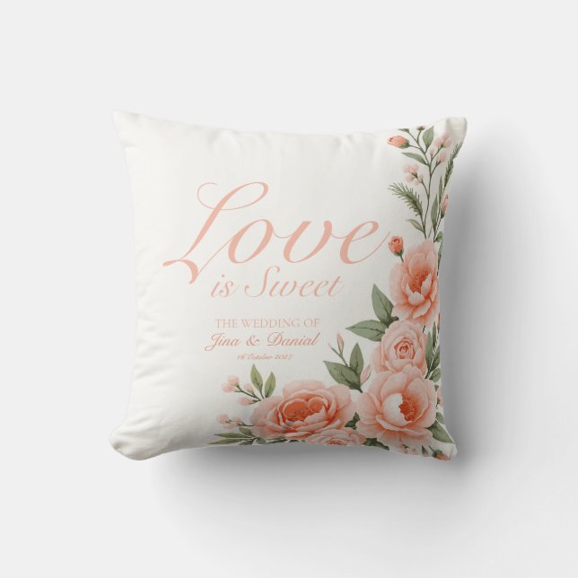 Sunset Bloom Throw Pillow (Front)