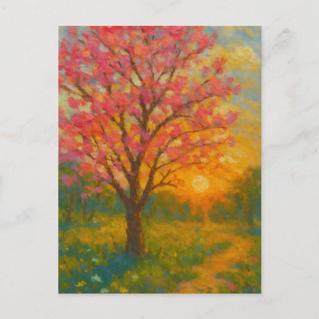Sunset Blossom Path – Impressionist Garden Postcard (Front)