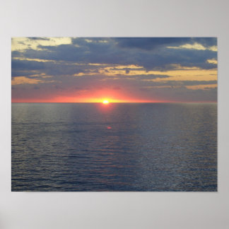 Sunset Blue Ocean Poster