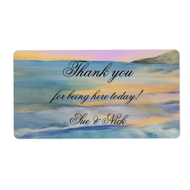 sunset blue thank you  favor label (Front)