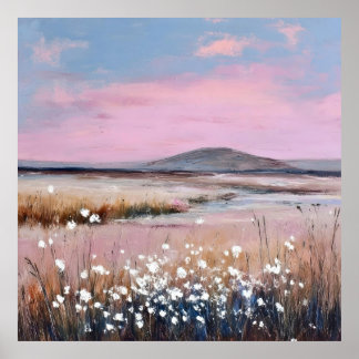 Sunset Blush – Soft Pastel Landscape Painting Poster