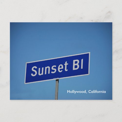 Sunset Blvd Hollywood California Postcard