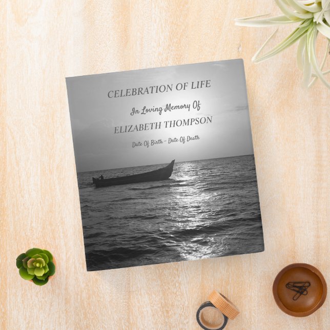 Sunset Boat Celebration Of Life 3 Ring Binder (In Situ)