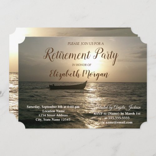 Sunset Boat Retirement Party Invitation