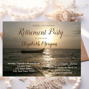 Sunset Boat Retirement Party Invitation