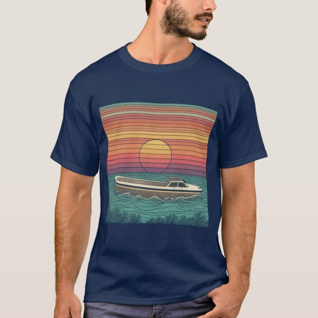 Sunset Boat Serenity T-Shirt (Front)