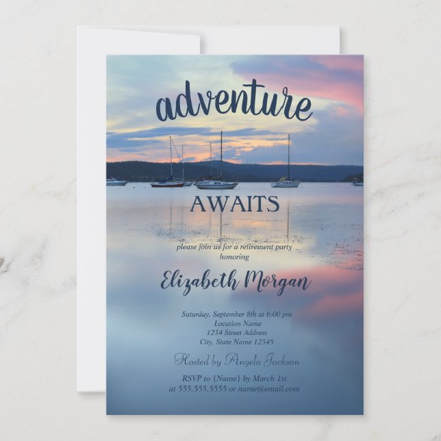 Sunset Boats Retirement Party Invitation (Front)