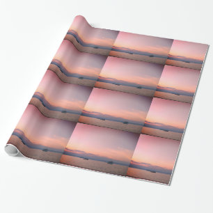 Sunset Boats Sea Glossy Wrapping Paper