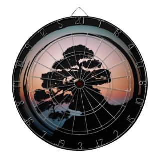 Sunset Bonsai Tree Ceramic Tile Desk Organizer Gol Dart Board