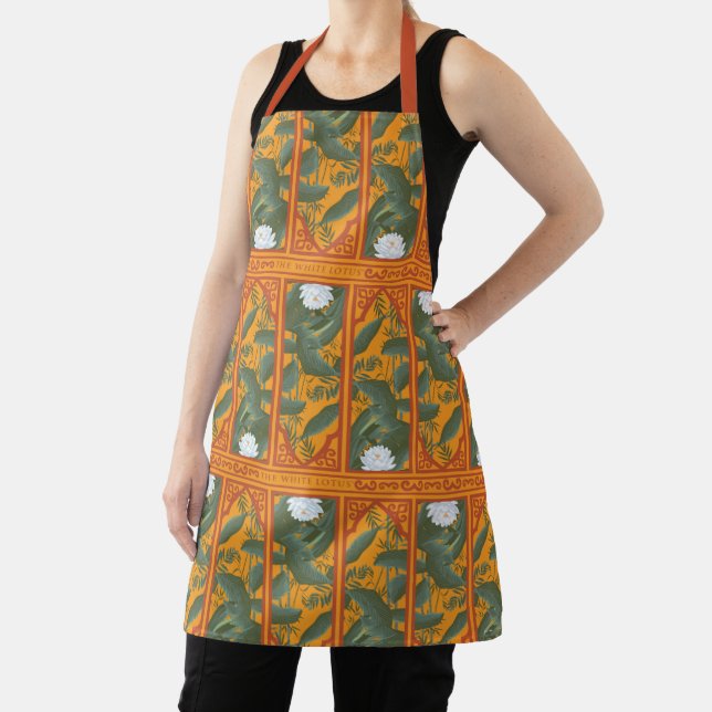 Sunset Botanical Panel Pattern - The White Lotus Apron (Insitu)