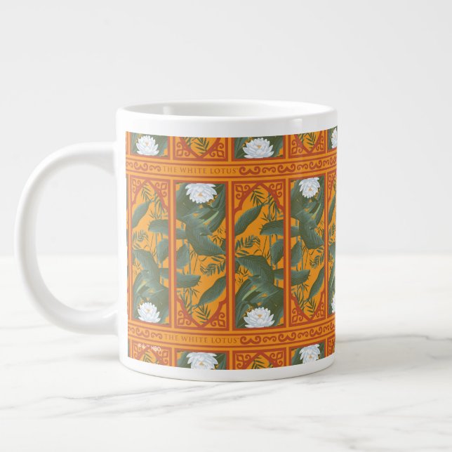Sunset Botanical Panel Pattern - The White Lotus Giant Coffee Mug (Left)