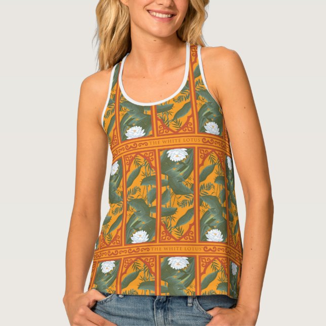Sunset Botanical Panel Pattern - The White Lotus Tank Top (Front)