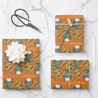 Sunset Botanical Panel Pattern - The White Lotus Wrapping Paper Sheets