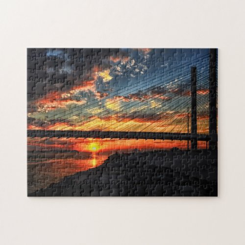 Sunset Bridge at the Indian River Inlet Jigsaw Puzzle