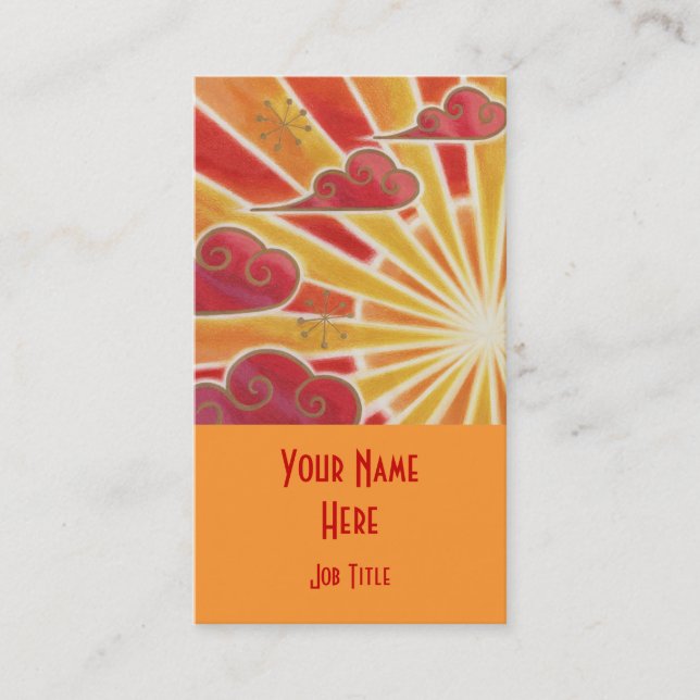 Sunset business card template orange portrait (Front)