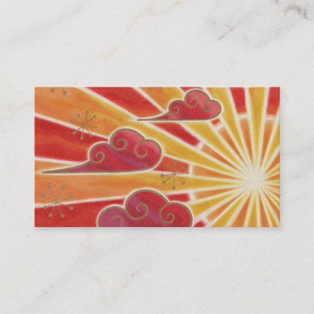 Sunset business card template red back (Front)