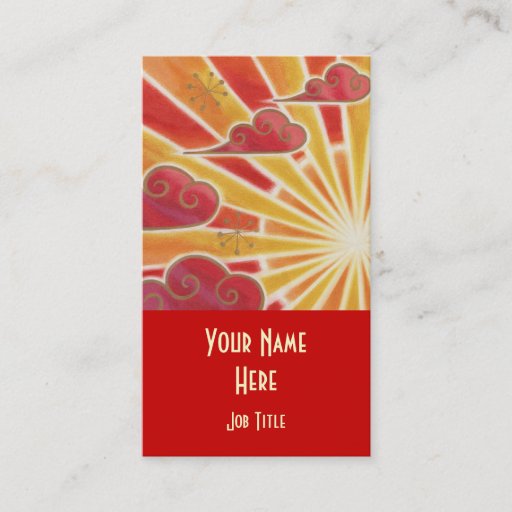 Customizable Sunset business card template red portrait