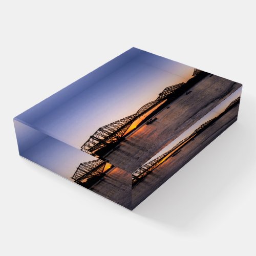 Sunset By The Bridges Paperweight