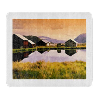 Sunset by the cabins card cutting board