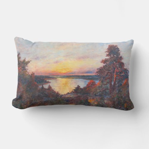 Sunset by the Coast by Kimon Loghi Lumbar Pillow