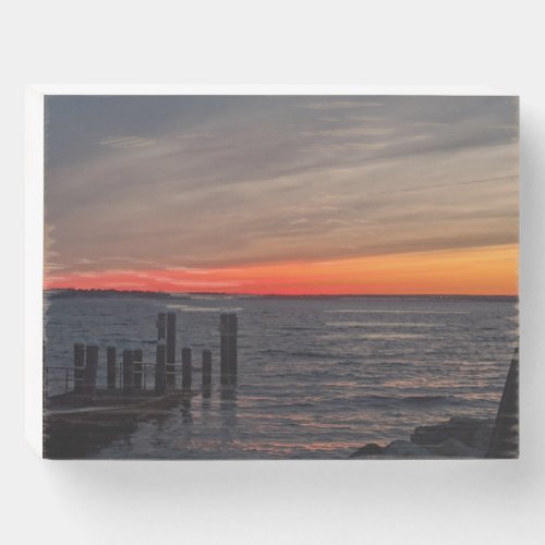 Sunset by the dock wooden box sign