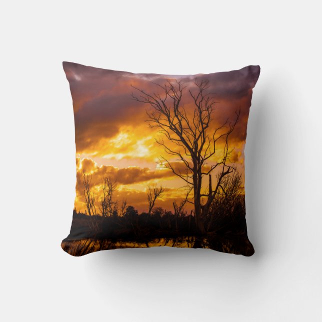 Sunset by the lake throw pillow (Front)