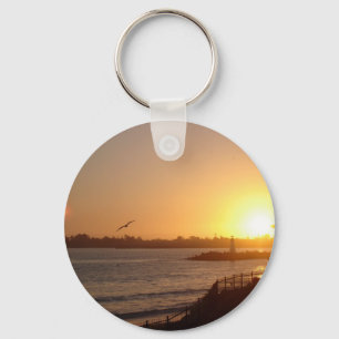 Sunset by the lighthouse keychain